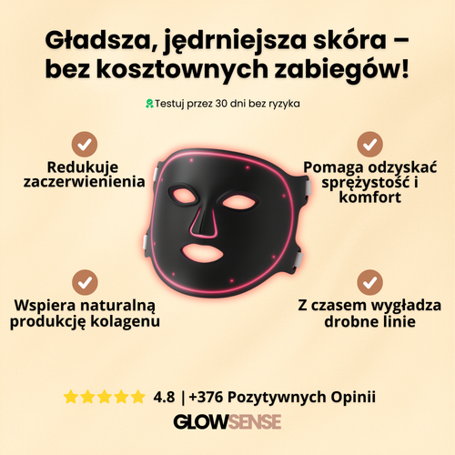 GlowSense – Profesjonalna maska LED do terapii czerwonym światłem