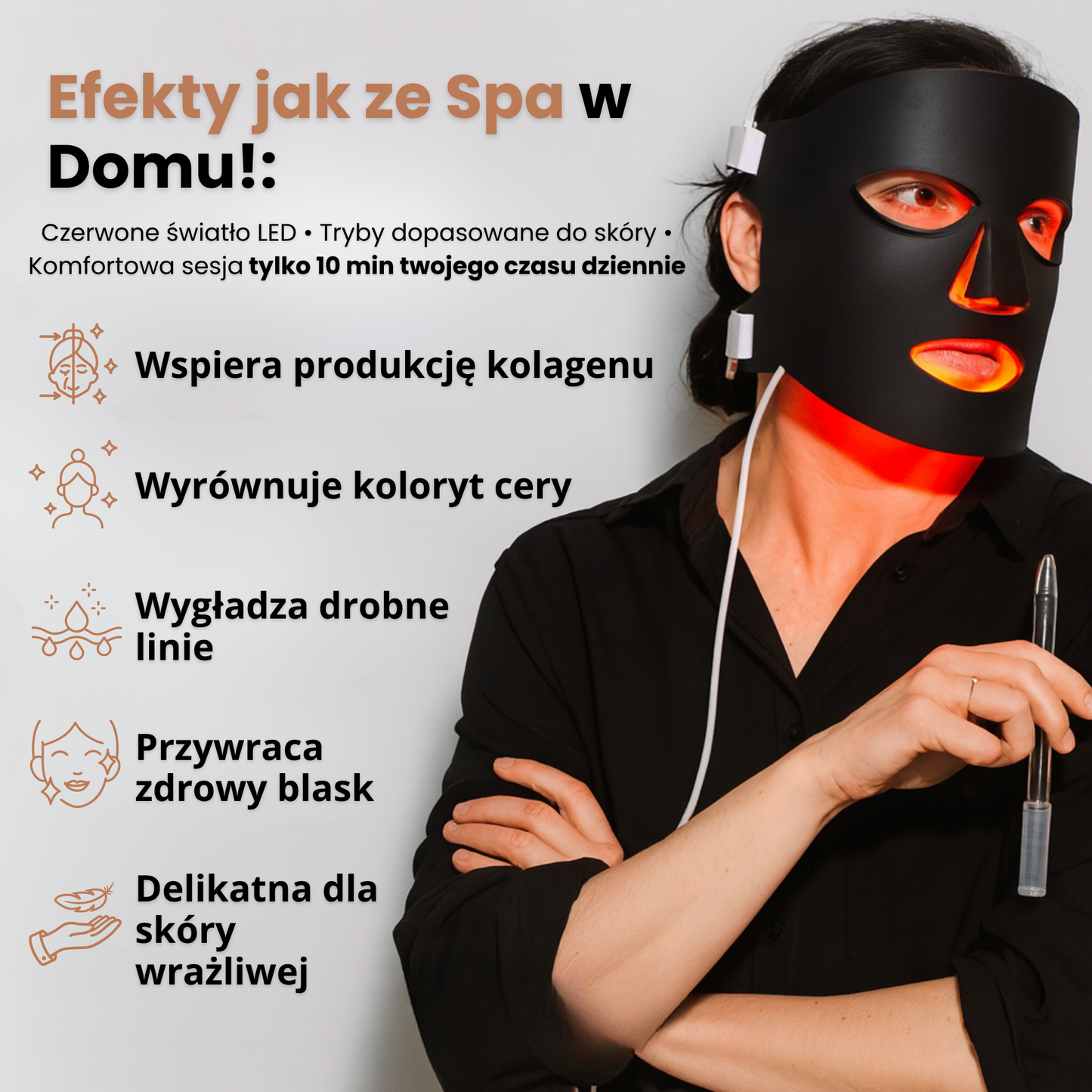 GlowSense – Profesjonalna maska LED do terapii czerwonym światłem